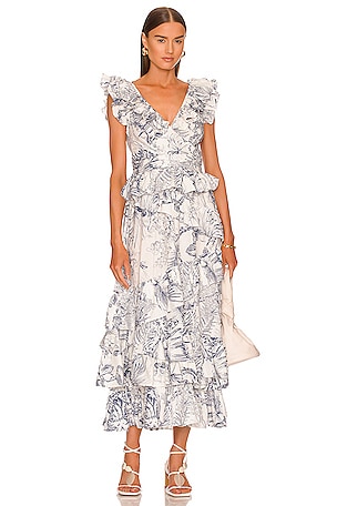 Love the Label Salome Midi Dress in Yaffe Print | REVOLVE