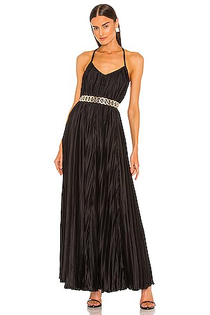 LBLC The Label Vikki Pleated Maxi Dress in Black | REVOLVE