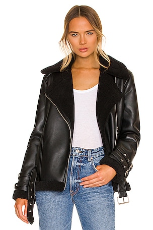 BCBGMAXAZRIA Leather Jacket in Black REVOLVE