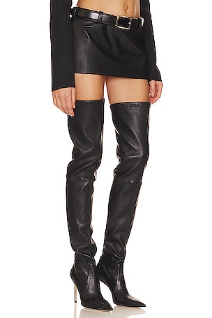 LADO BOKUCHAVA Twentythree Faux Leather Skirt in Black