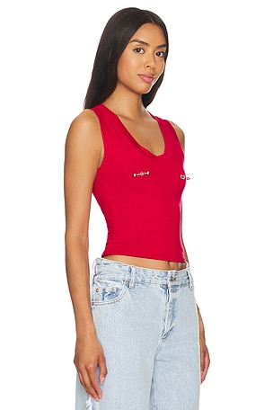 LADO BOKUCHAVA Pierced Tank Top in Red