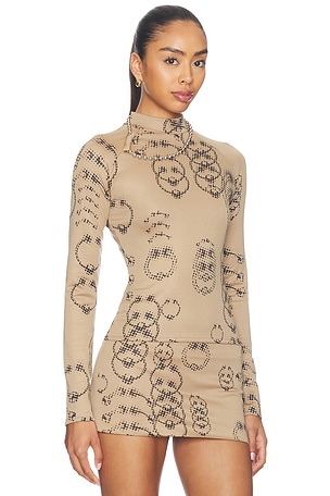 LADO BOKUCHAVA Piercer Turtleneck Top in Beige