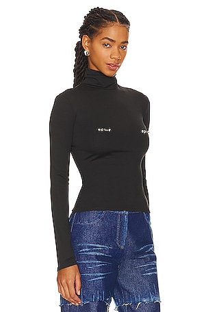 LADO BOKUCHAVA Pierced Turtleneck in Black