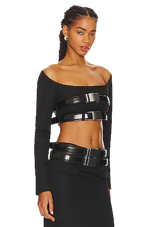 LADO BOKUCHAVA Cleavage Crop Top in Black