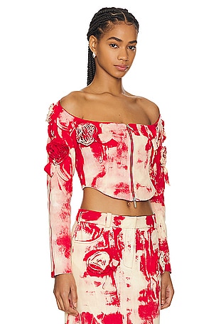 LADO BOKUCHAVA Crop Venom Top in Red