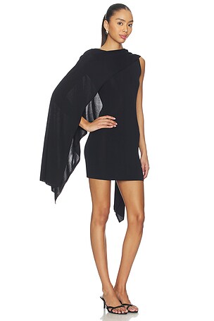 L'Academie by Marianna Nasim Knit Cape Mini Dress in Black