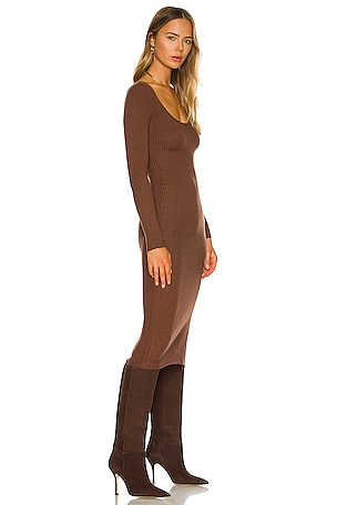 L'Academie Nessa Sweater Dress in Chocolate. Size S. Also