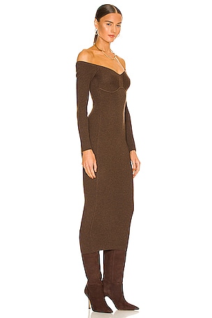 L'Academie Tucci Knit Bustier Dress in Chocolate