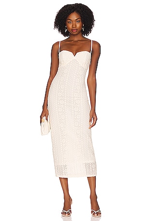 NICHOLAS Wave Lace Sweetheart Dress in White | REVOLVE