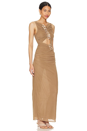 L'Academie Emeraude Maxi Dress in Brown