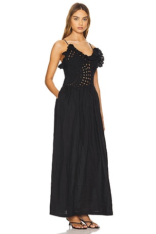 L'Academie by Marianna Sylvie Crochet Maxi Dress in Black