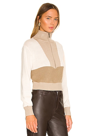 L'Academie Cheshire Half Zip Sweater in Beige