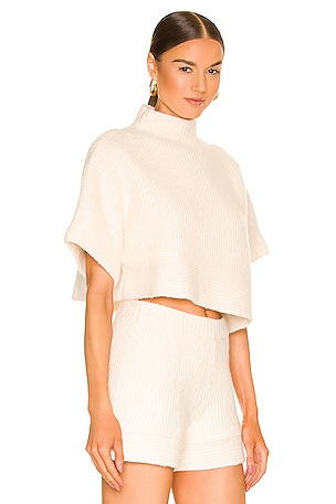 L'Academie Aurela Mock Neck Pullover in Cream