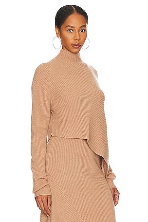 L'Academie Leola Mock Neck Sweater in Tan