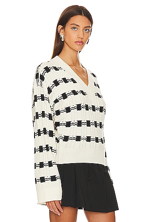 L'Academie Evran Check Sweater in White