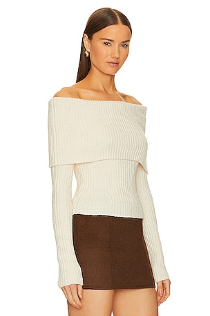 L'Academie Namir Off Shoulder Sweater in Cream