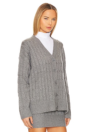 L'Academie Daiva Cable Cardigan in Charcoal