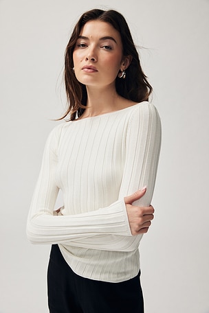 by Marianna Kayce Long Sleeve Rib Top L'Academie