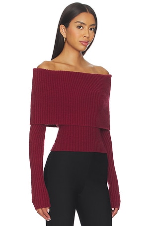 L'Academie by Marianna Namir Off Shoulder Sweater in Burgundy. Size XS. Also