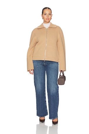 L'Academie by Marianna Avey Zip Cardigan in Tan