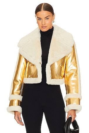 BLANKNYC Snow Queen Cropped Faux Fur Jacket