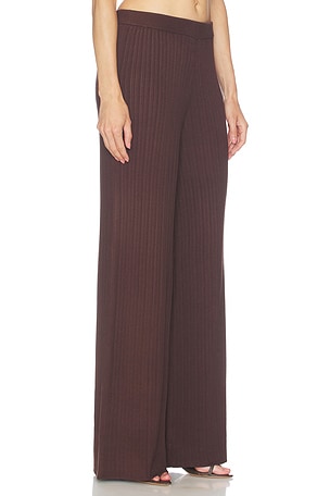 L'Academie Sibylla Rib Knit Pant in Chocolate