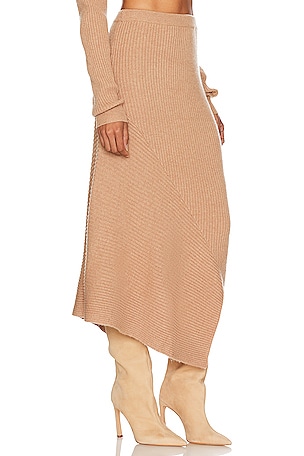 L'Academie Leola Knit Midi Skirt in Tan