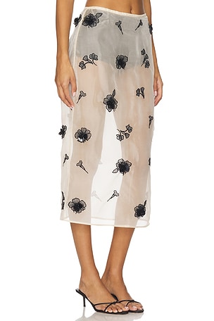 L'Academie by Marianna Minah Midi Skirt in Cream,Black