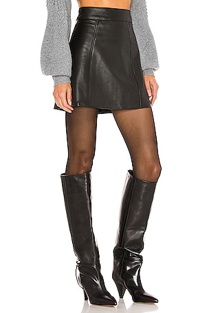 L'Academie Laurel Leather Mini Skirt in Black