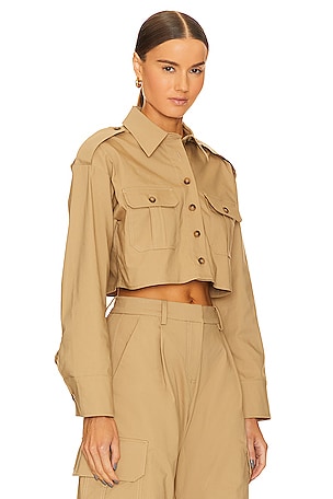 L'Academie x Marianna Selia Cropped Cargo Shirt in Tan