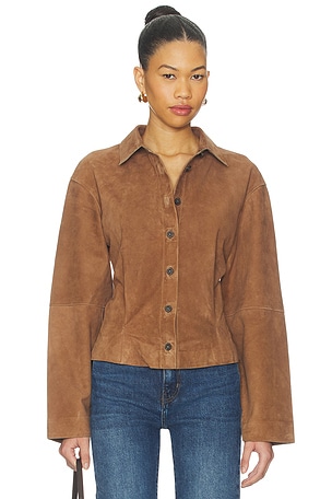 By Marianna Dara Suede Button-down Shirt L'Academie