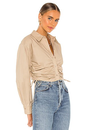 L'Academie The Lena Blouse in Beige