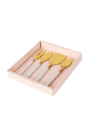 Lepel Club Set Of 4 Cheese Knife in Metallic Gold