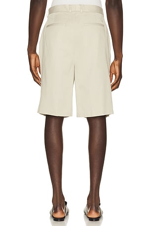 Les Deux Pleated Twill Suit Shorts in Brown