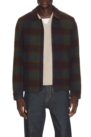Check Wool Zipper Coach Jacket Les Deux