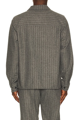 Les Deux Layton Pinstripe Mouline Overshirt in Grey
