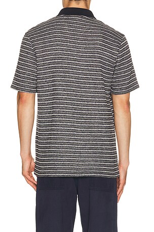 Les Deux Knitted Stripe Polo in Grey