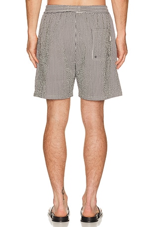 Les Deux Stan Stripe Seersucker Swim Shorts in Black