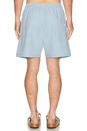 Les Deux Stan Stripe Seersucker Swim Shorts in Baby Blue