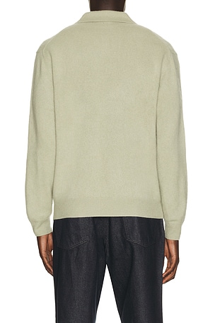 Le17Septembre Brushed Cashmere Blend Polo Sweater en Vert