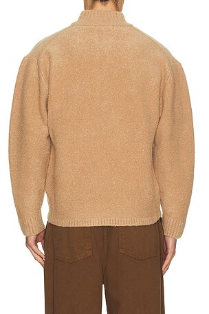 Le17Septembre Boucle Half Zip Pullover in Beige