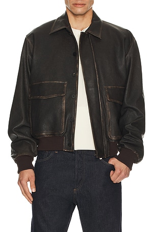 Distressed Leather Bomber Jacket Le17Septembre