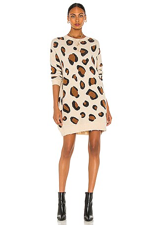 Line & Dot Gianna Leopard Print Dress in Creme | REVOLVE