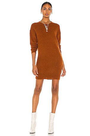 Line Dot Mika Sweater Dress in Rust REVOLVE