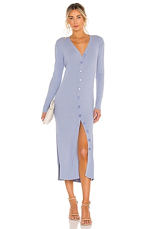 Line & Dot Simone Button Down Sweater Dress in Light Blue