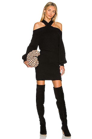 Ariana Cold Shoulder Sweater Dress Line & Dot