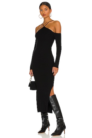 Line & Dot Amanda Sweater Midi Dress in Black | REVOLVE