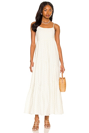 Line & Dot Nikki Embroidered Floral Dress in Cream & Sage | REVOLVE