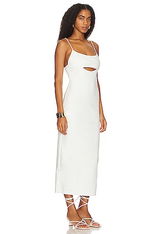 Line & Dot Flor Cut Out Midi Dress in White