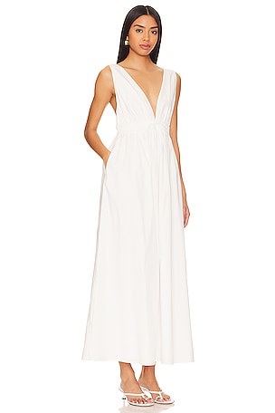 Line & Dot Walk About Midi Dress in White